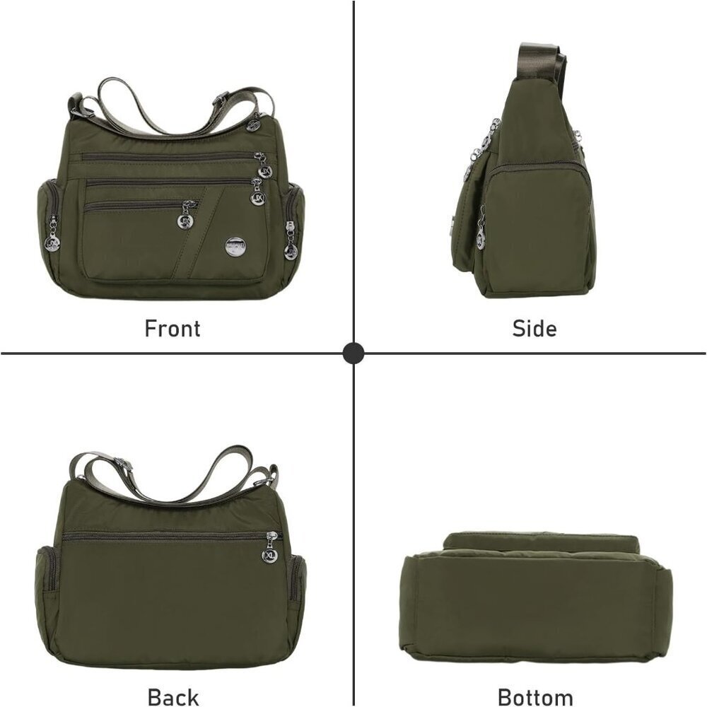 Nylon Crossbody Bag Women Waterproof Multi Pocket Travel Shoulder Handbag - Picture 2 of 7